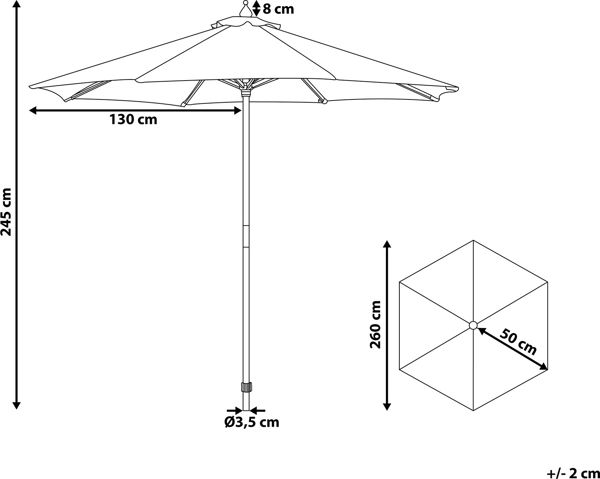 Ομπρέλα Beliani Garden 260 cm μπεζ και λευκό FERENTILLO (140309) 8397507 4251682202374