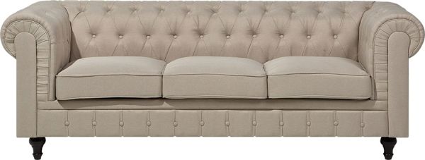 Καναπές Beliani 3θέσιος, μεγάλος, μπεζ CHESTERFIELD 8497551 4260624113746