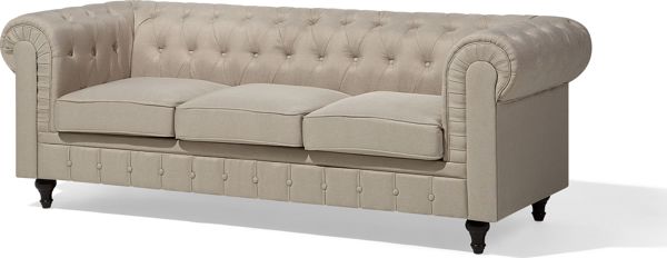 Καναπές Beliani 3θέσιος, μεγάλος, μπεζ CHESTERFIELD 8497551 4260624113746