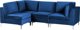Beliani Modular 4θέσιος βελούδινος γωνιακός καναπές, δεξί μπλε EVJA Lumarko! 13873435 4255664823021