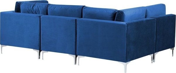 Beliani Modular 4θέσιος βελούδινος γωνιακός καναπές, δεξί μπλε EVJA Lumarko! 13873435 4255664823021