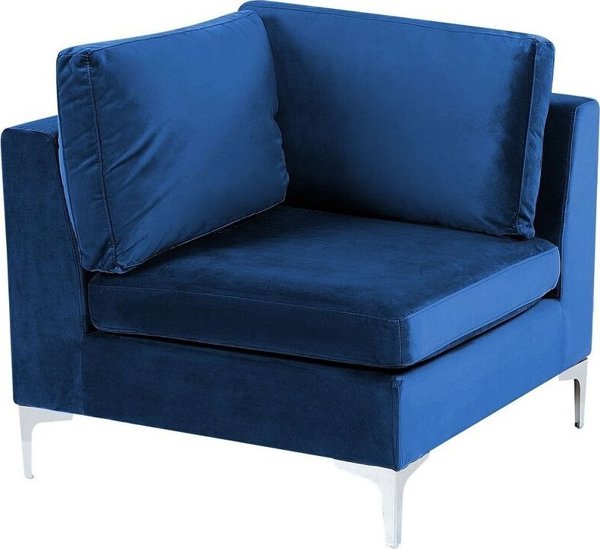 Beliani Modular 4θέσιος βελούδινος γωνιακός καναπές, δεξί μπλε EVJA Lumarko! 13873435 4255664823021