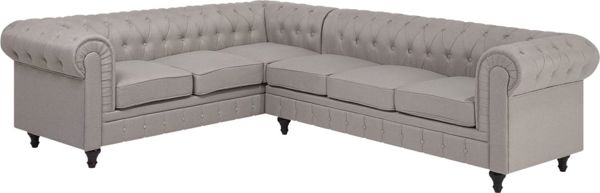 Beliani Γωνιακός καναπές δεξιά, μπεζ CHESTERFIELD 8083388 4260624113845
