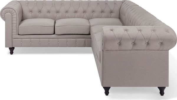 Beliani Γωνιακός καναπές δεξιά, μπεζ CHESTERFIELD 8083388 4260624113845