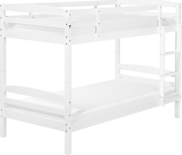 Beliani Ξύλινη Κουκέτα REGAT 90x200 cm, Λευκή Παιδική Κουκέτα από Ξύλο Πεύκου