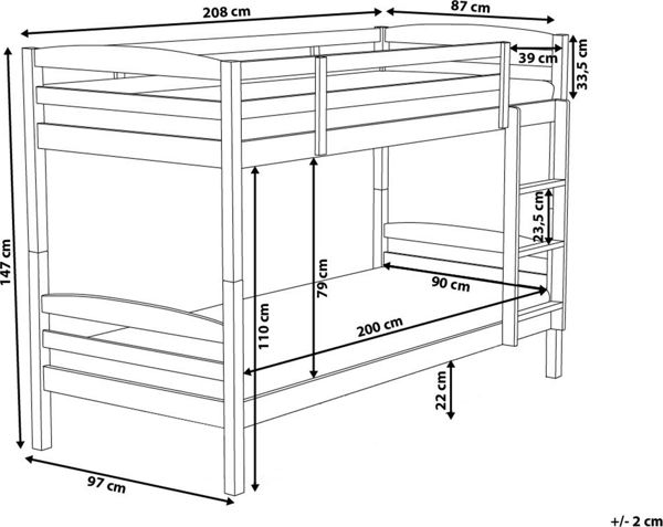Beliani Ξύλινη Κουκέτα REGAT 90x200 cm, Λευκή Παιδική Κουκέτα από Ξύλο Πεύκου
