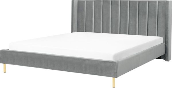 Κρεβάτι Beliani Velvet 180 x 200 cm γκρι VILLETTE 8034378 4251682236812