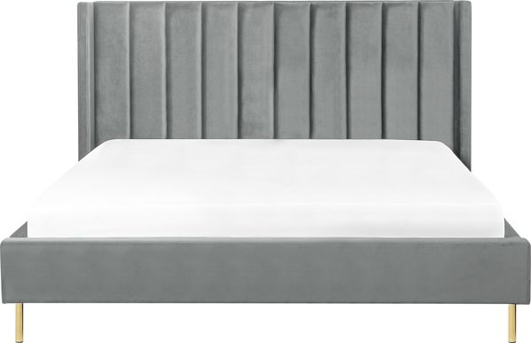 Κρεβάτι Beliani Velvet 180 x 200 cm γκρι VILLETTE 8034378 4251682236812