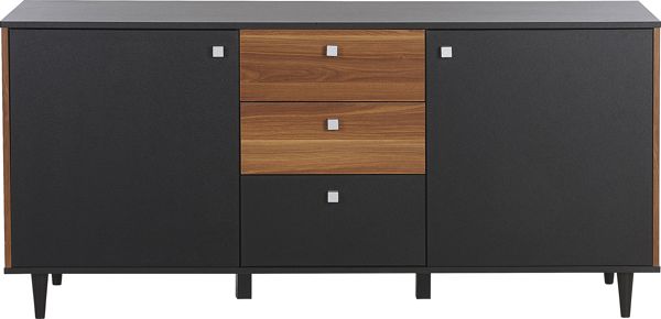 Beliani Συρταριέρα KURO 8083067 με 3 Συρτάρια και Ράφια, Μαύρη με Σκούρο Ξύλο