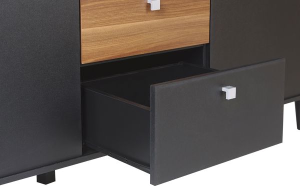 Beliani Συρταριέρα KURO 8083067 με 3 Συρτάρια και Ράφια, Μαύρη με Σκούρο Ξύλο