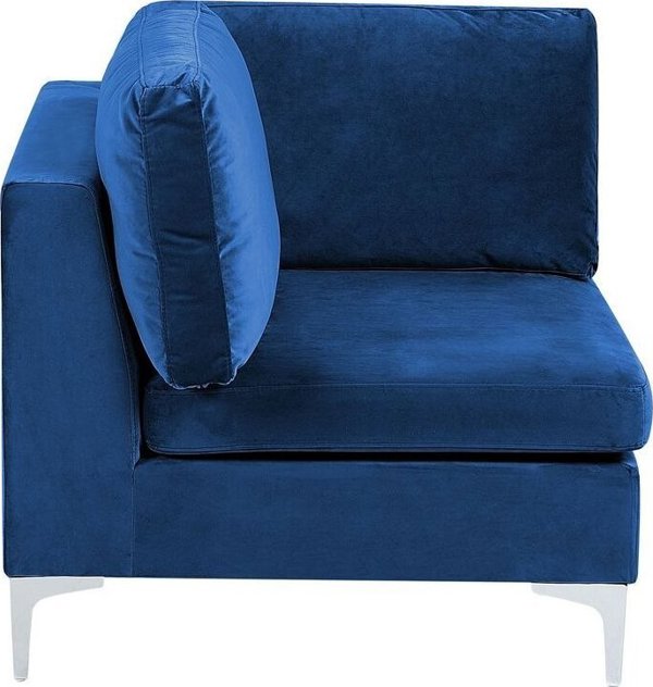 Beliani Modular 4θέσιος γωνιακός καναπές με οθωμανικό, δεξί βελούδο, μπλε EVJA Lumarko! 13873434 4255664823007