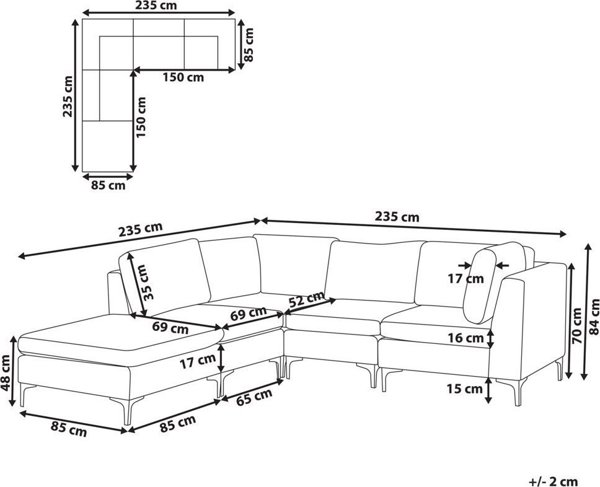 Beliani Modular 4θέσιος γωνιακός καναπές με οθωμανικό, δεξί βελούδο, μπλε EVJA Lumarko! 13873434 4255664823007