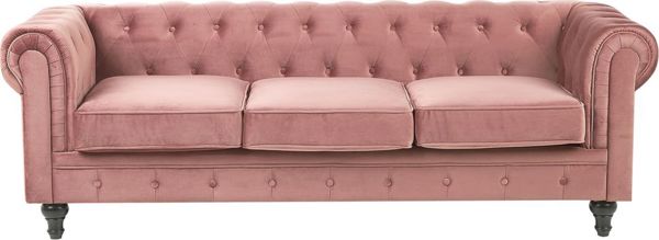 Beliani 3θέσιος βελούδινος καναπές, ροζ CHESTERFIELD 8083411 4251682248204