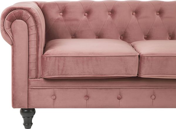 Beliani 3θέσιος βελούδινος καναπές, ροζ CHESTERFIELD 8083411 4251682248204
