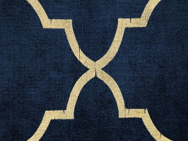 Χαλί Beliani Yelki Μπλε με Χρυσό Μοτίβο 160 x 230 cm από Βισκόζη και Πολυεστέρα