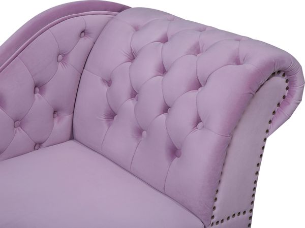 Beliani Δεξιά βελούδινη ξαπλώστρα, ροζ NIMES 8034648 4260624116433