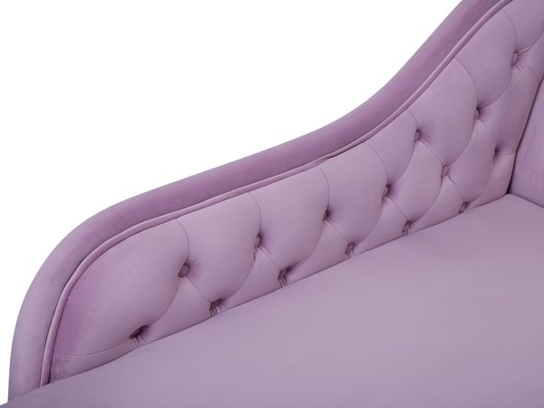 Beliani Δεξιά βελούδινη ξαπλώστρα, ροζ NIMES 8034648 4260624116433