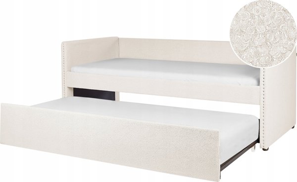 Beliani Κρεβάτι με συρόμενο μηχανισμό boucle 90 x 200 cm σε ανοιχτό μπεζ στα TROYES