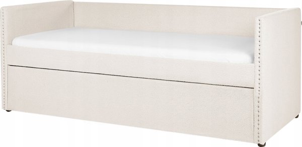 Beliani Κρεβάτι με συρόμενο μηχανισμό boucle 90 x 200 cm σε ανοιχτό μπεζ στα TROYES