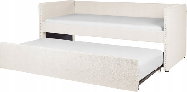 Beliani Κρεβάτι με συρόμενο μηχανισμό boucle 90 x 200 cm σε ανοιχτό μπεζ στα TROYES