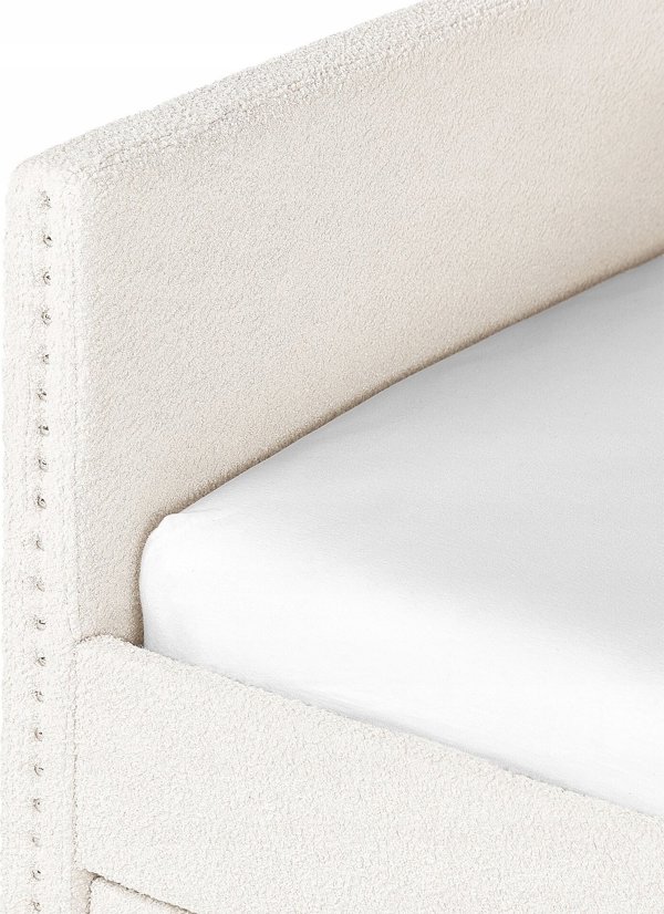 Beliani Κρεβάτι με συρόμενο μηχανισμό boucle 90 x 200 cm σε ανοιχτό μπεζ στα TROYES