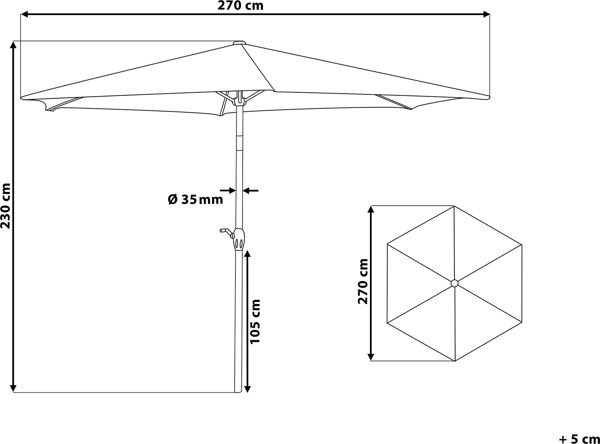 Ομπρέλα Beliani Garden 270 cm μπορντό VARESE (85657) 8397518 4260602371076