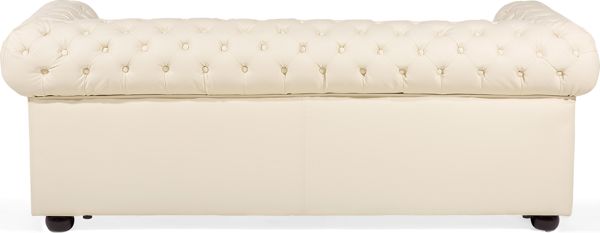 Beliani Καναπές Chesterfield 3θέσιος Δερμάτινος, Κρεμ, 8083364