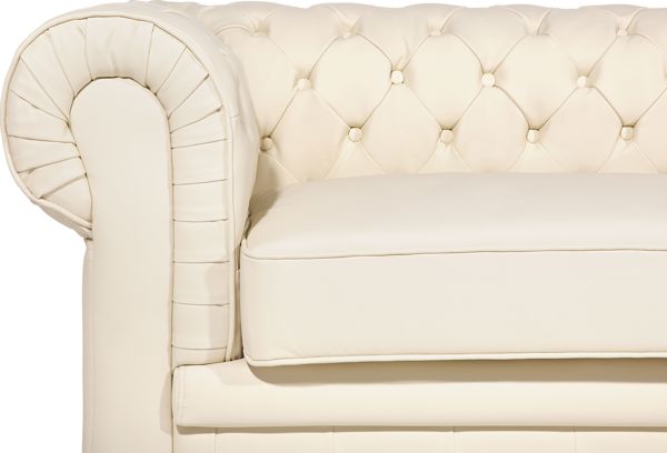 Beliani Καναπές Chesterfield 3θέσιος Δερμάτινος, Κρεμ, 8083364