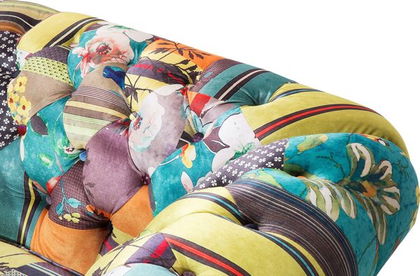 Beliani Πολυθρόνα Chesterfield Patchwork Κίτρινη 8083460 με Υποβραχιόνια