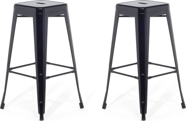 Beliani Σετ 2 μεταλλικά σκαμπό μπαρ 76 cm μαύρο CABRILLO 8083602 4260602372837