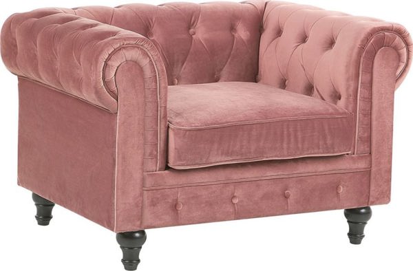 Beliani Πολυθρόνα Βελούδινη Ροζ CHESTERFIELD