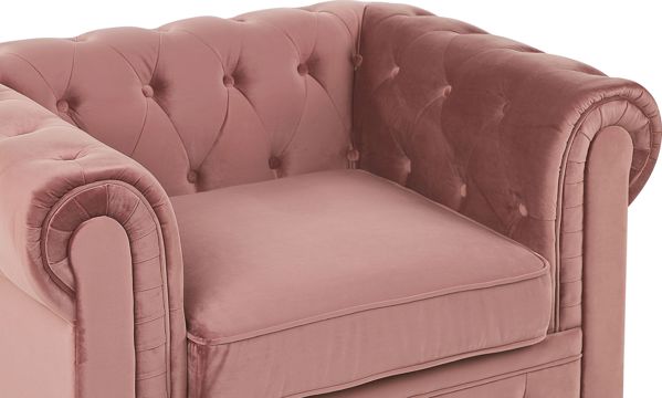Beliani Πολυθρόνα Βελούδινη Ροζ CHESTERFIELD