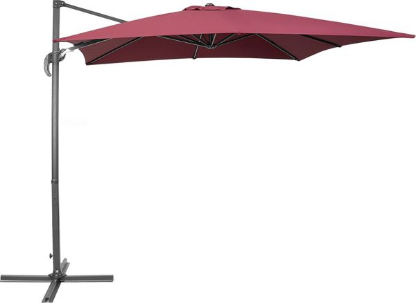 Beliani Ομπρέλα Κήπου Monza 250x250 cm, Τετράγωνη με Μπούμα, Μπορντό