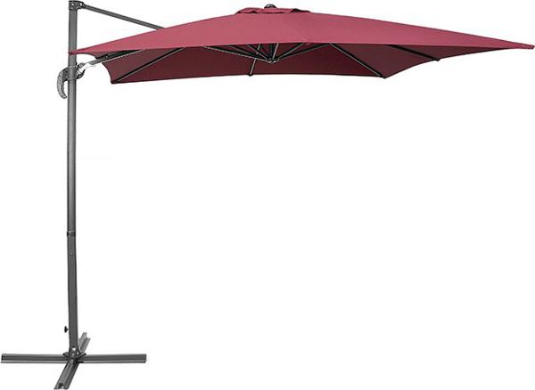 Beliani Ομπρέλα Κήπου Monza 250x250 cm, Τετράγωνη με Μπούμα, Μπορντό