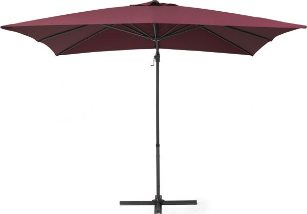 Beliani Ομπρέλα Κήπου Monza 250x250 cm, Τετράγωνη με Μπούμα, Μπορντό