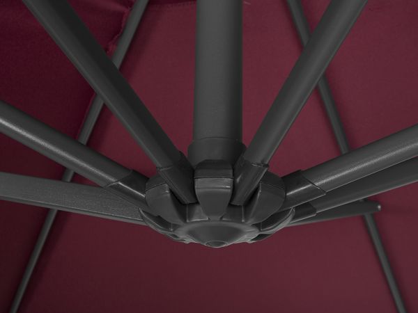Beliani Ομπρέλα Κήπου Monza 250x250 cm, Τετράγωνη με Μπούμα, Μπορντό