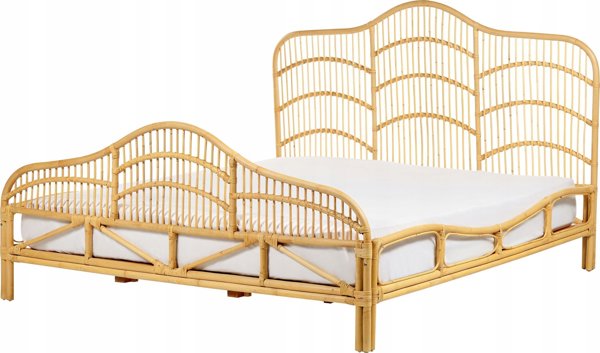 Κρεβάτι Beliani Rattan 180 x 200 cm ανοιχτόχρωμο ξύλο DOMEYROT Lumarko! 13286055 4255664829368