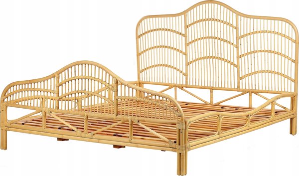Κρεβάτι Beliani Rattan 180 x 200 cm ανοιχτόχρωμο ξύλο DOMEYROT Lumarko! 13286055 4255664829368