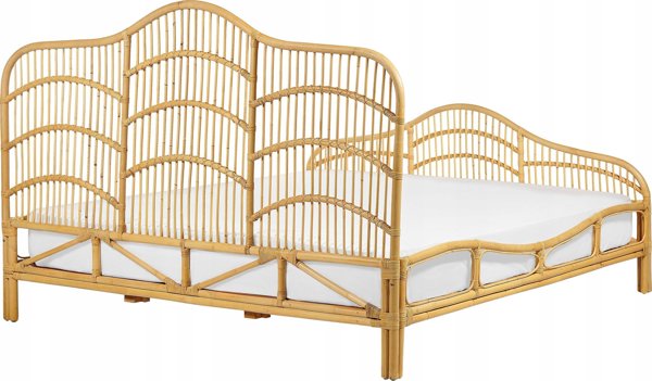 Κρεβάτι Beliani Rattan 180 x 200 cm ανοιχτόχρωμο ξύλο DOMEYROT Lumarko! 13286055 4255664829368