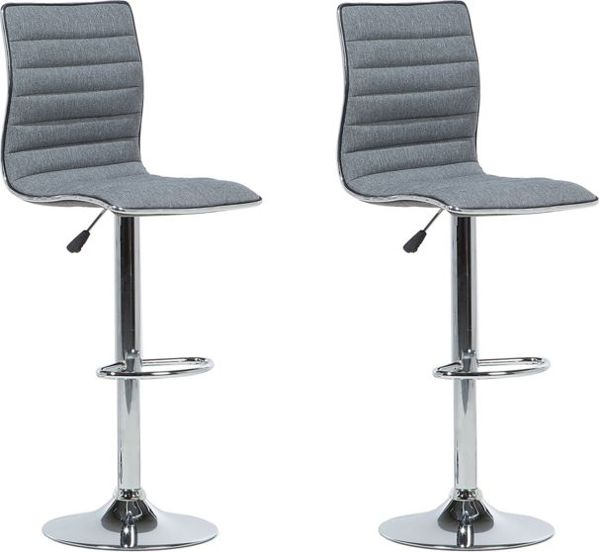 Beliani Σετ 2 ρυθμιζόμενα σκαμπό μπαρ, γκρι LUCERNE 8397544 4260580925681