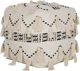 Beliani Pouffe Thondi Τετράγωνο Υφαντό Πουφ 50x50x50 εκ. Μπεζ με Κρόσσια Boho Style
