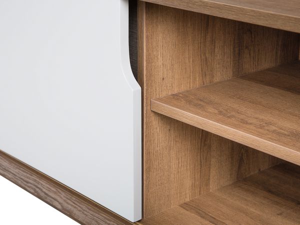 Beliani Acton Βάση Τηλεόρασης, MDF, Ανοιχτόχρωμο Ξύλο και Λευκό, Σκανδιναβικό Στυλ 8171216