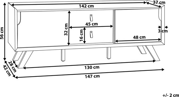 Beliani Acton Βάση Τηλεόρασης, MDF, Ανοιχτόχρωμο Ξύλο και Λευκό, Σκανδιναβικό Στυλ 8171216