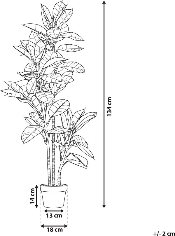 Beliani Τεχνητό Φυτό Ficus σε Γλάστρα, Διακοσμητικό Δέντρο 134 cm