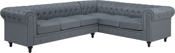 Beliani Γωνιακός αριστερός καναπές, γκρι CHESTERFIELD 8083385 4260624111193