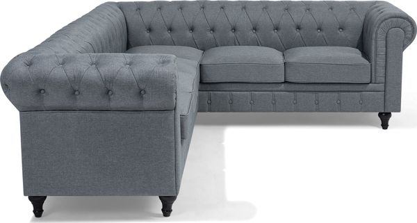 Beliani Γωνιακός αριστερός καναπές, γκρι CHESTERFIELD 8083385 4260624111193