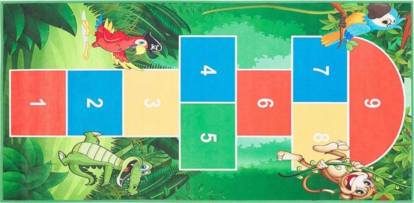 Beliani Παιδικό Χαλί BABADAG Hopscotch, Αντιολισθητικό, Πράσινο, 80x150 cm