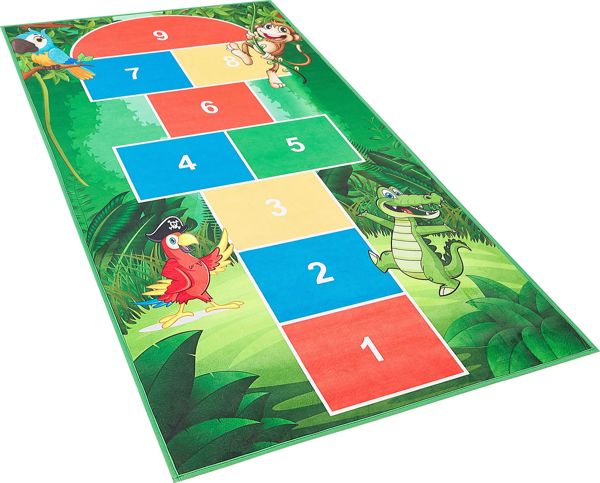 Beliani Παιδικό Χαλί BABADAG Hopscotch, Αντιολισθητικό, Πράσινο, 80x150 cm