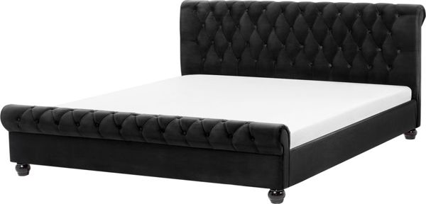Κρεβάτι Beliani Velvet 180 x 200 cm μαύρο AVALLON 8034384 4260586356052