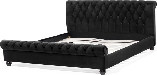 Κρεβάτι Beliani Velvet 180 x 200 cm μαύρο AVALLON 8034384 4260586356052